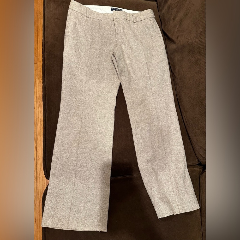 Banana Republic Tan Light Straight Wide Leg Low Rise Wool  Dress Pants Sz 8P